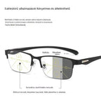 👓Új keret nélküli olvasószemüveg középkorú és idősebb felnőttek számára, zoom, multifokális, fotokromatikus és kékfény-szűrő opciókkal.