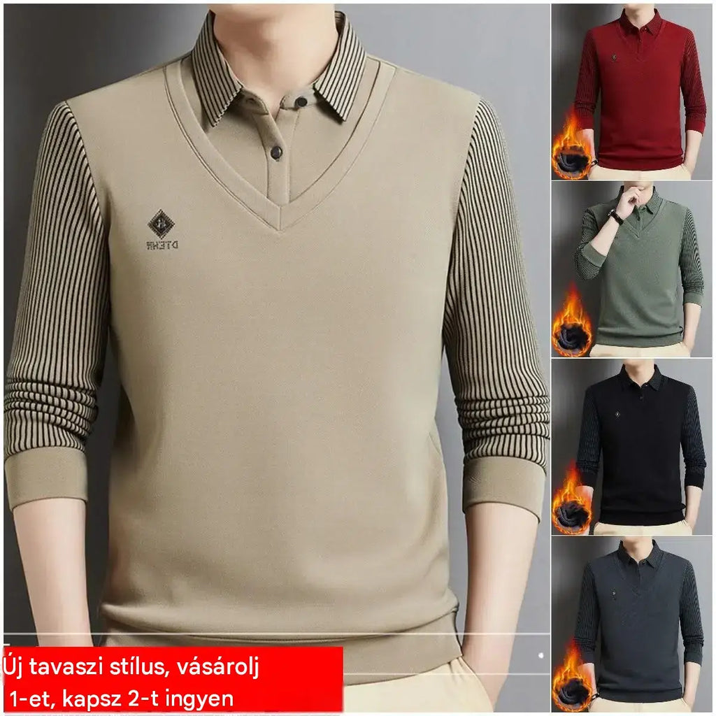 🔥【Év végi promóció】🔥【M-4XL】Férfi prémium kasmír kétrészes, minden az egyben meleg felső