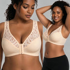 💖Minden idők legalacsonyabb ára【3 db-os szett】【L-4XL】😍🩲Push-up melltartó nagy méretben, gyönyörű csipke, push-up és áttört design, elöl kapcsos