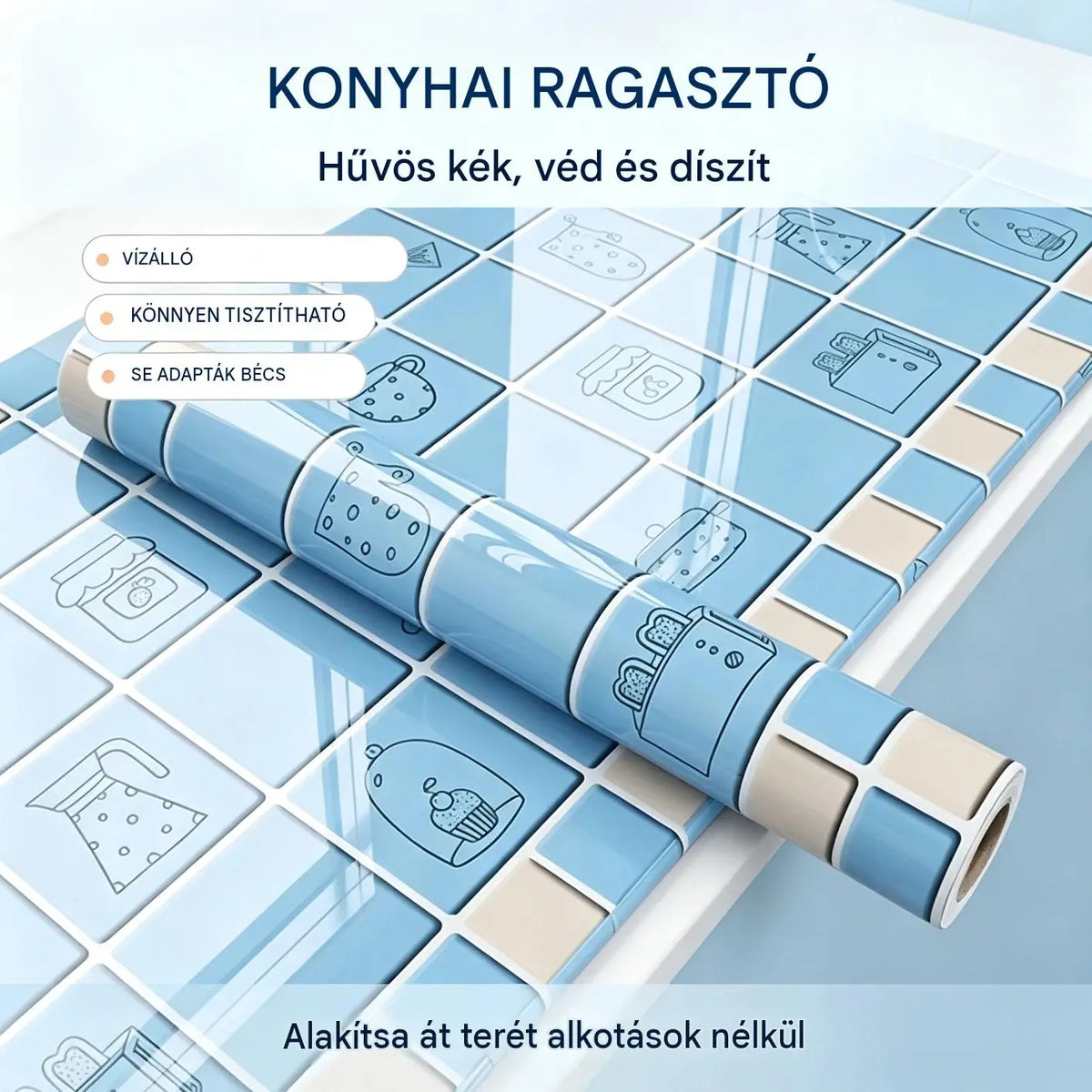 Olajálló matricák konyhába, vízálló öntapadós tapéta, konyhapultvédő