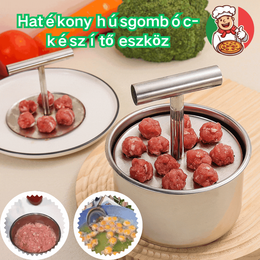 【50%OFF】Rozsdamentes acél húsgolyó formázó, praktikus konyhai eszköz – ideális hús- és halgolyókhoz