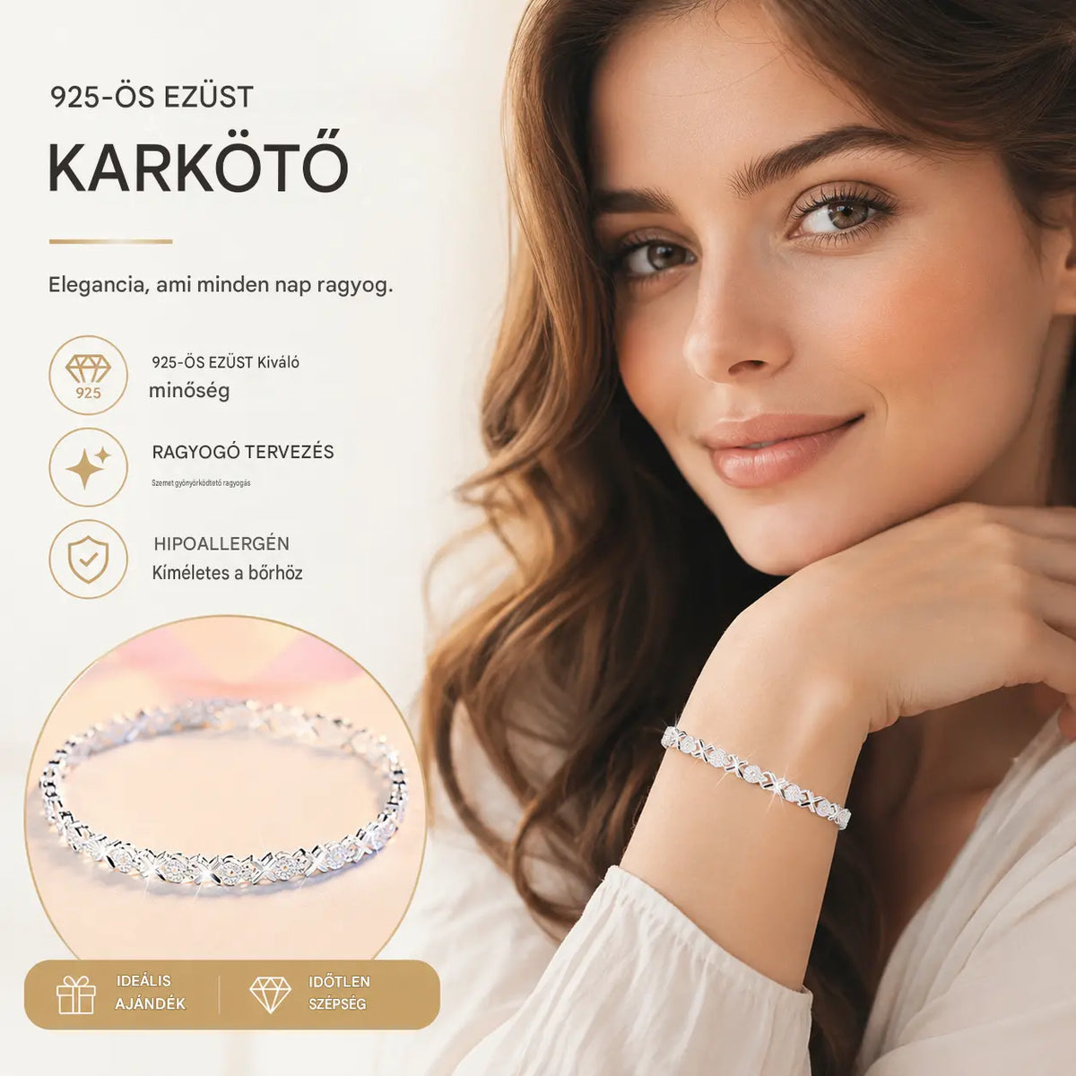 🍀✨2 darab 9300 Ft💖Új divatos 925 sterling ezüst női karkötő🍀