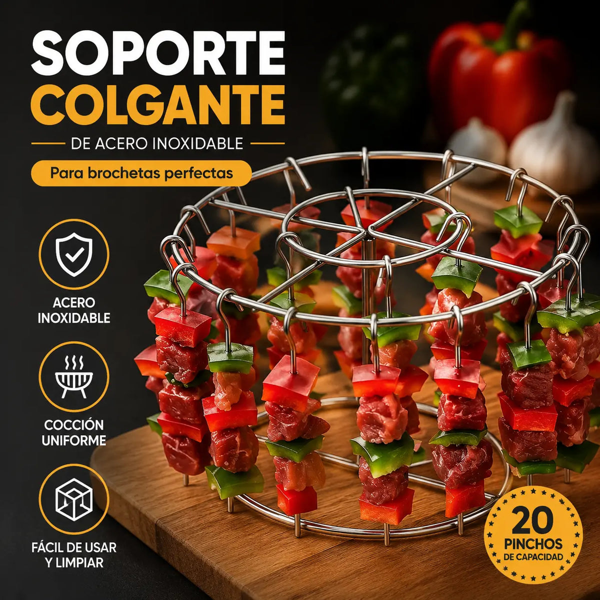 🔥 Légkeveréses fritőz nyárstartó | Egyenletes 360°-os sütés, ropogós és lédús! 🍢