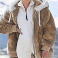 ❄️【Időkorlátozott 50% kedvezmény!】☃️[S-5XL] Női vastagított, plüss, színblokkos, csíkos dzseki (2026)