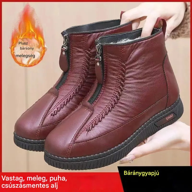 【35-41】Kézzel készített olasz női csúszásmentes valódi bőr bokacsizma