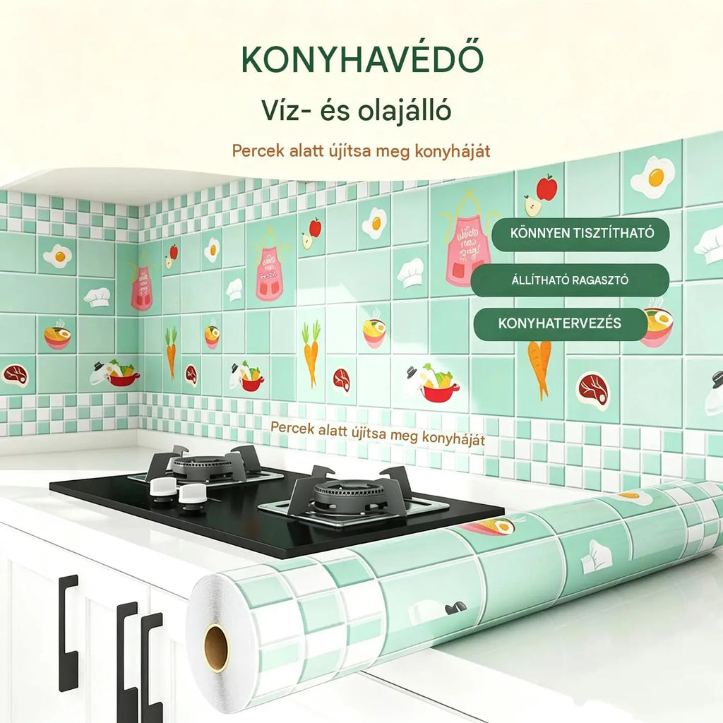 Olajálló matricák konyhába, vízálló öntapadós tapéta, konyhapultvédő