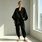 🎁【S-3XL】👗 Laza nyakkivágású és széles szabású szett, denevérujjakkal, lezser fazonnal, bő szabással, ideális mindennapi viseletre - kényelmes és sokoldalú ✨🌸