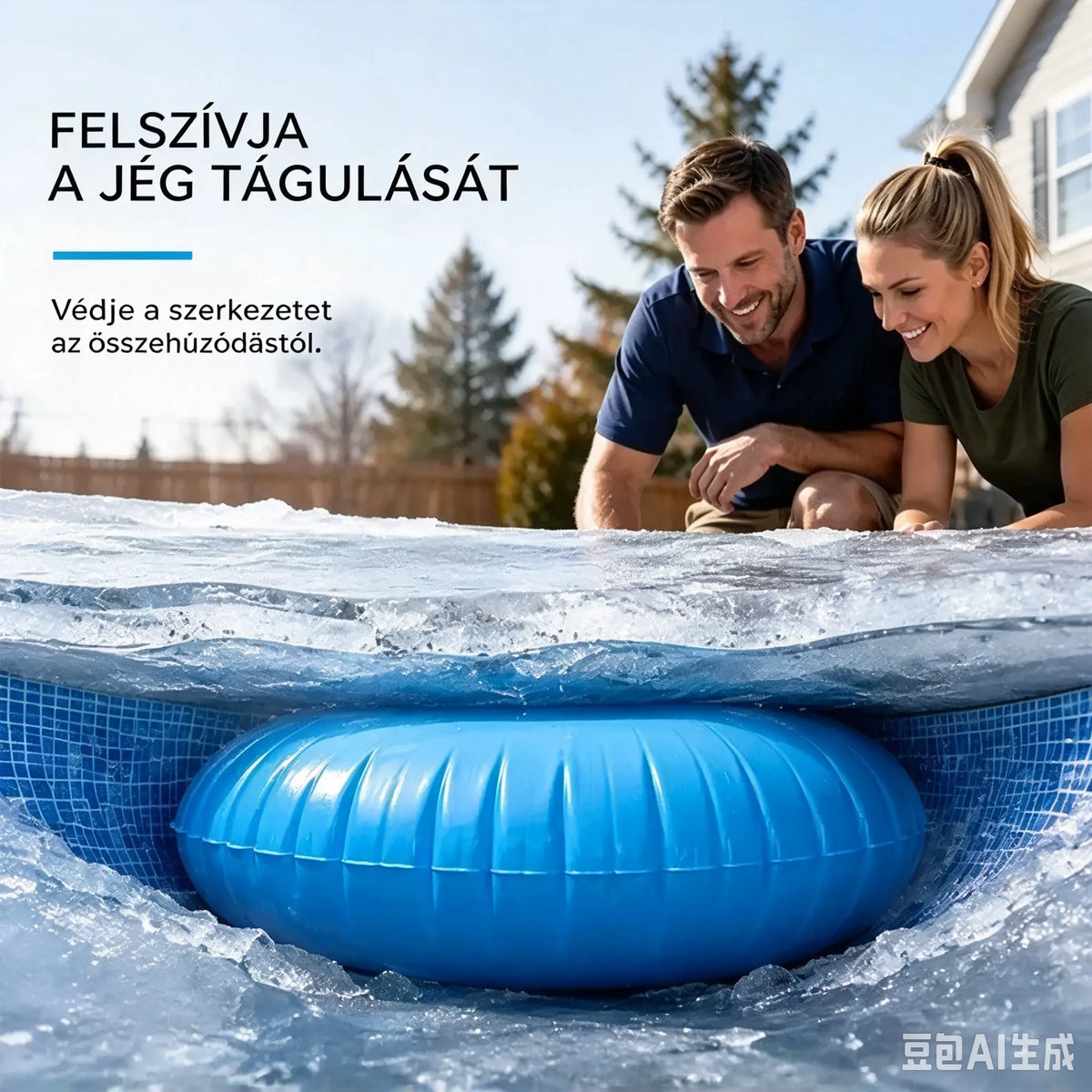 📢【Időszakosan 50% kedvezmény!】📢Levegőpárna kerek, felfújható medencék téli lefedéséhez: enyhíti a jég nyomását és védi a medencét télen 🏊