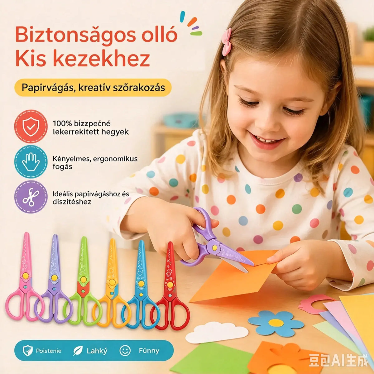 🥰【6 darab - 6 különböző forma】Csak 22 euró✂️🌈Biztonsági olló gyerekeknek (saját kezű építkezéshez)