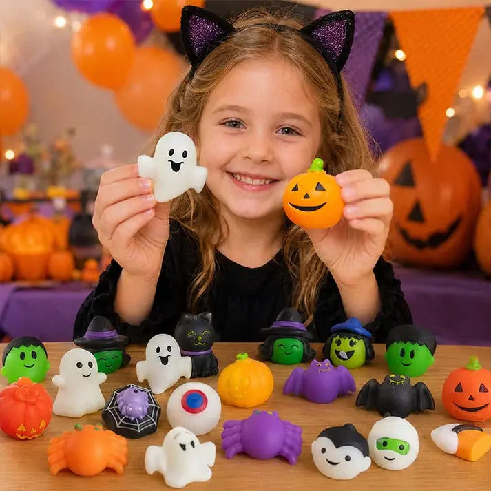 【50 darab】🎃Halloween témájú empanada alakú stresszoldók, imádnivaló tökös szellem empanadák