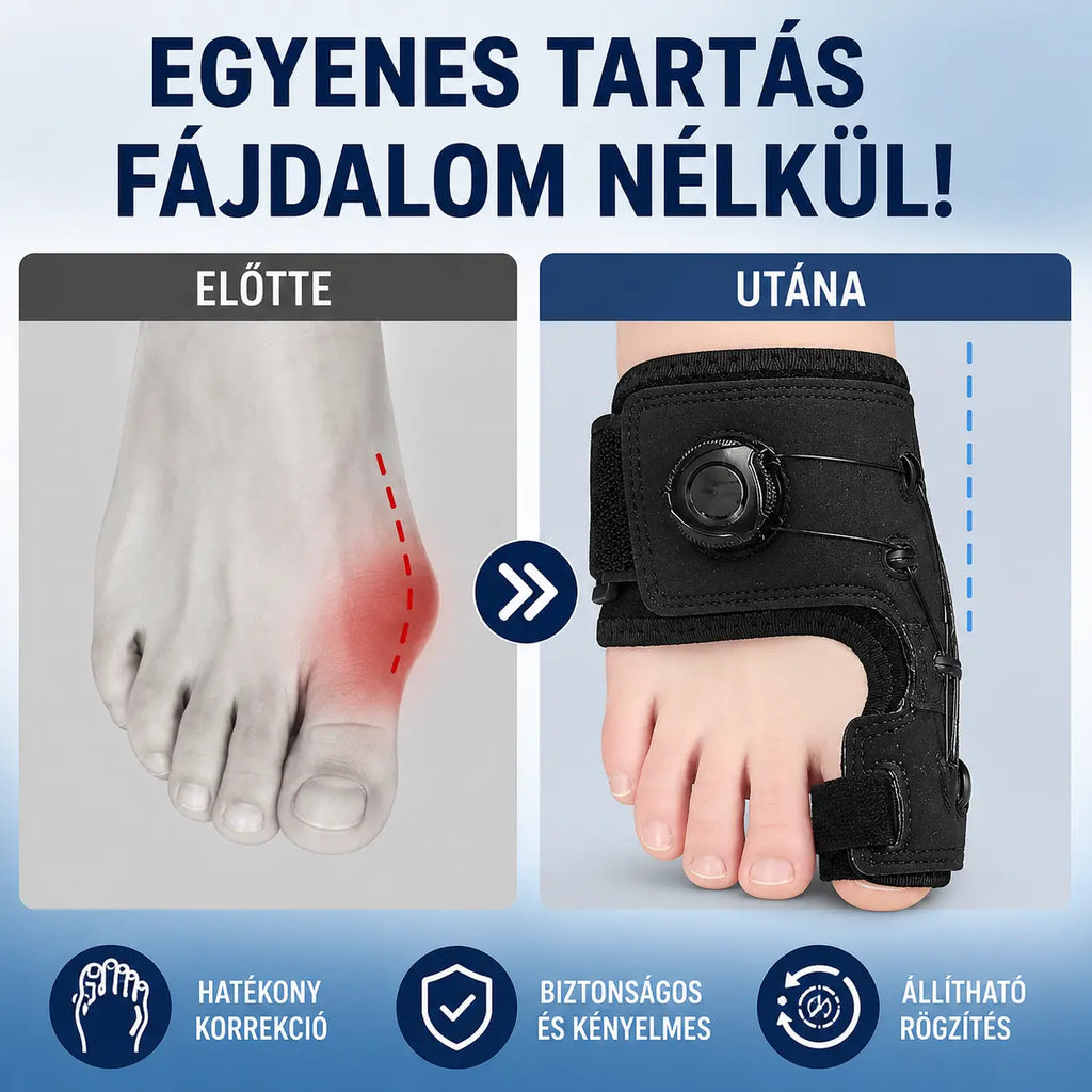 【2 egység 9500 Ft】Professzionális ujjkorrekció állítható gombbal, rögzítő sínnel és ujjszétválasztóval, fájdalomcsillapítás, univerzális méret