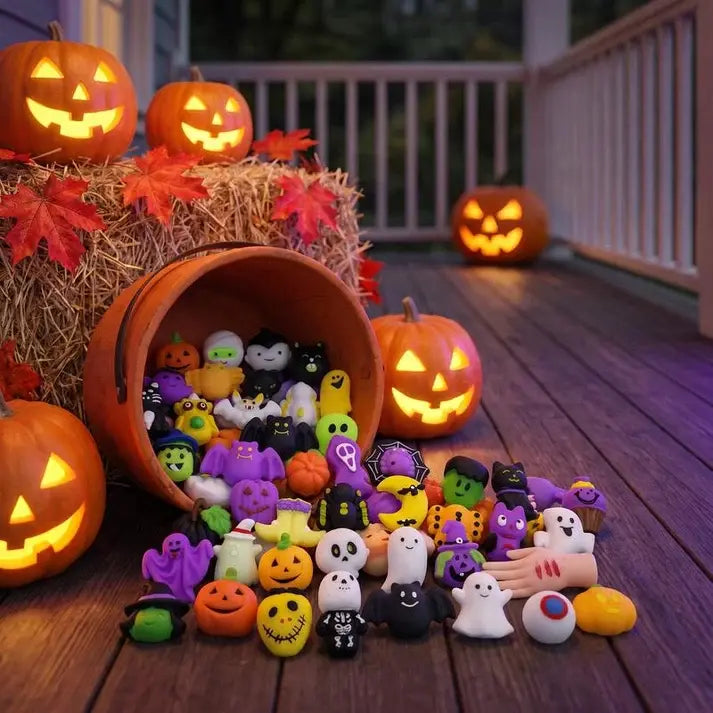 【50 darab】🎃Halloween témájú empanada alakú stresszoldók, imádnivaló tökös szellem empanadák