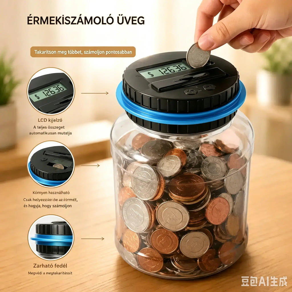 Nagy automata érmetároló eurószámlálóval.