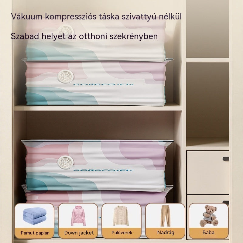 【Korlátozott ideig 50% kedvezmény】Nagy, összenyomható vákuumos tárolózsák: Nincs szükség légpumpára, szivárgásmentes, ideális helytakarékosságra a bőröndben és otthon