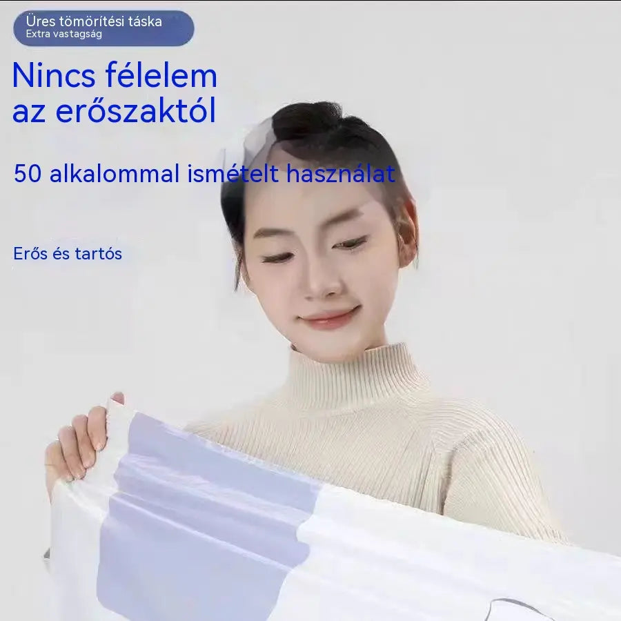 【5 darabos készlet 9800 Ft】 Nagy, összenyomható vákuumos tárolózsák: nincs szükség pumpára, szivárgásmentes, és ideális helytakarékosságra bőröndökben és otthon ✈️