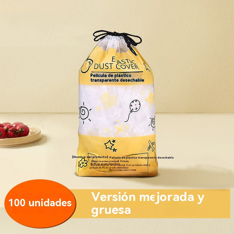 【2 tasak, 200 db】 Élelmiszer-minőségű, eldobható frissentartó fedél